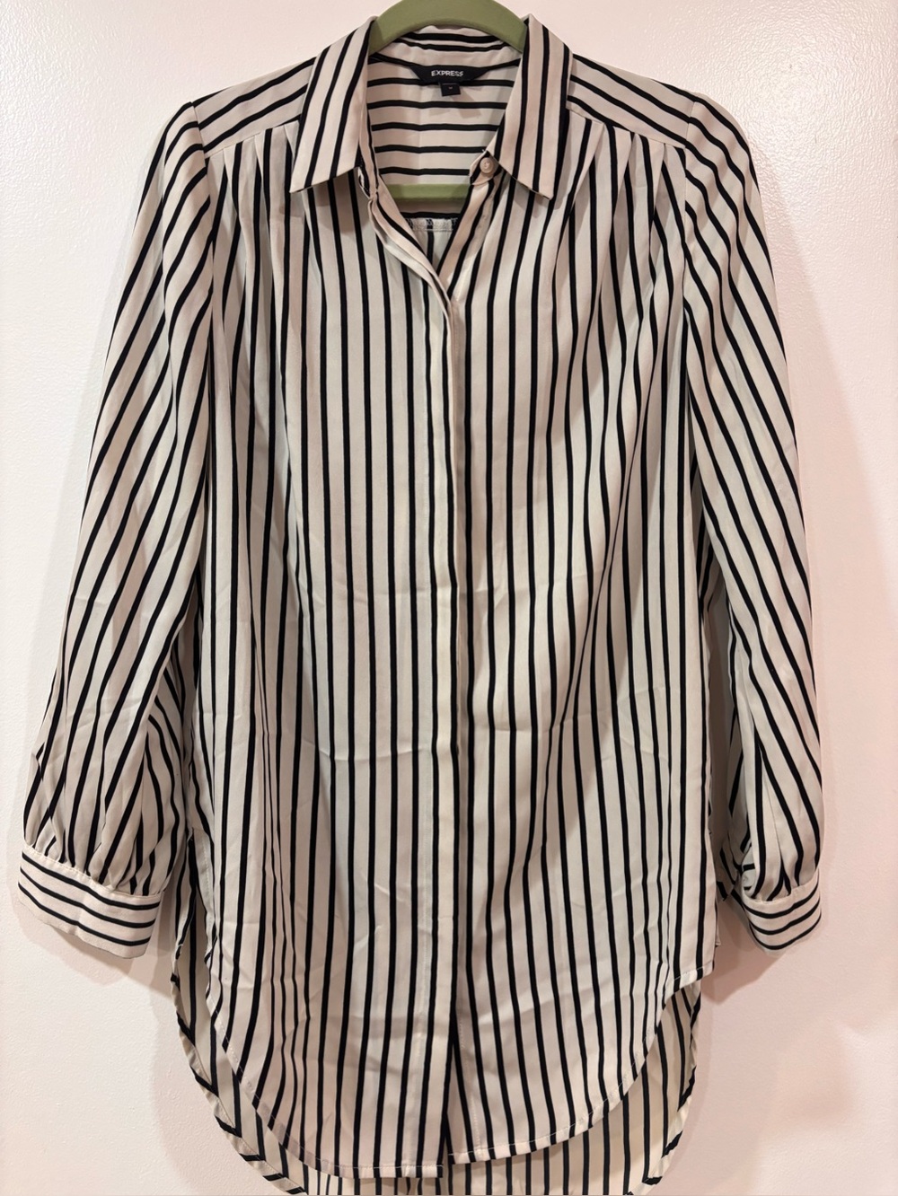 Express women's Black & White Vertical Stripe Shirt